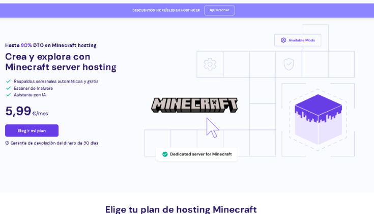  planes minecraft  en hostinger  El Hosting Rápido Seguro y Asequible